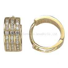 925 Silver 10K 14K 18K Gold 3 Lines Huggy Earring/Cubic Zirconia Fashion Jewelry/Aretes